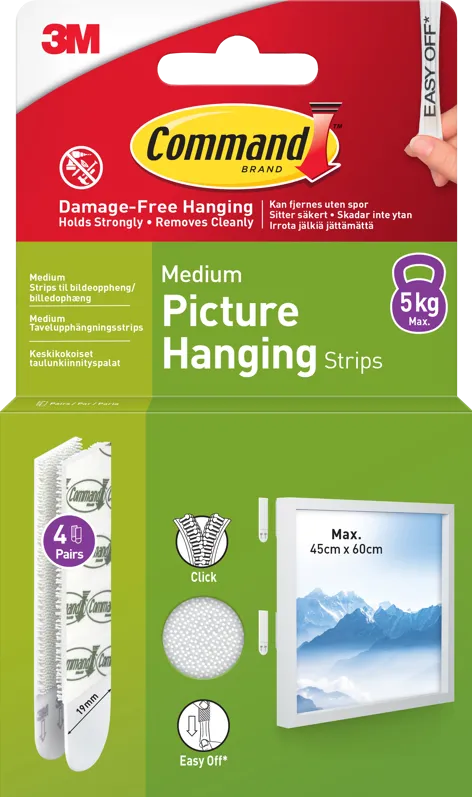 Rama foto 3M 3M Command Strips White Medium 4 Sets