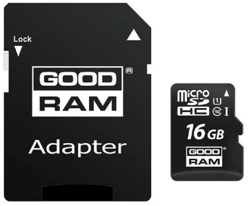 Card de Memorie GOODRAM M1AA, Micro SDHC, 16GB, Clasa 10, UHS-I U1 + Adaptor