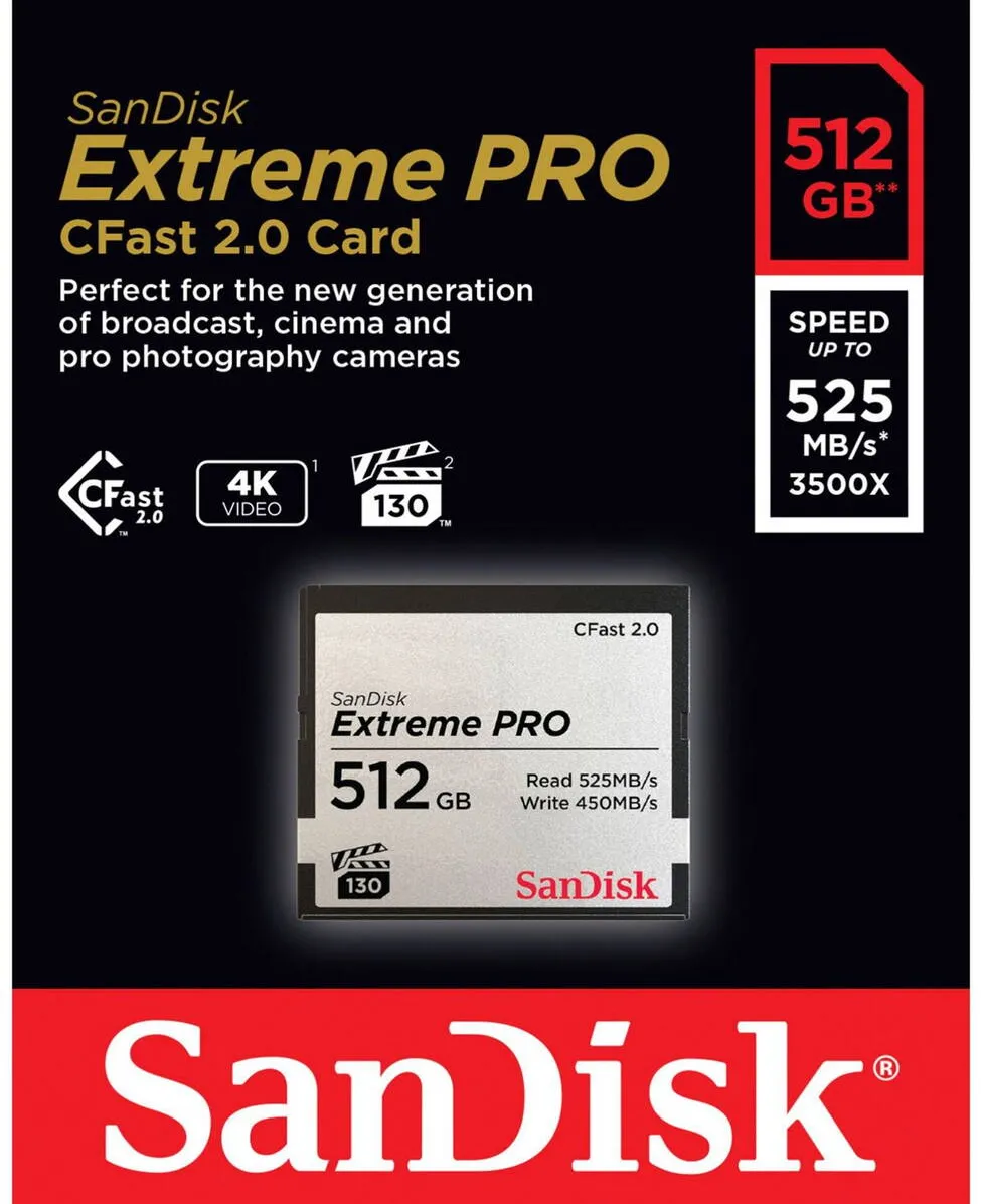 Card de Memorie SanDisk CFAST 2.0 VPG130 512GB Extreme Pro SDCFSP-512G-G46D