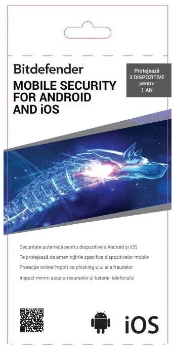 Software Securitate Bitdefender Bitdefender Android & iOS Mobile Security, 1 an, 3 dispozitive, licenta retail