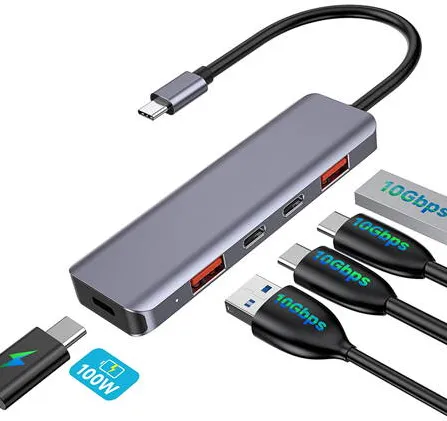 Hub USB PLATINET HUB 5 IN 1 10 GBS USB-C PD 100W  ALUMINIU PLATINET