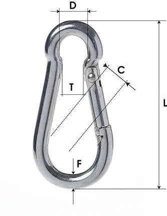 Generic CARABINA ZINCATA CU CLAPETA 8MM / 10MM/10/12M