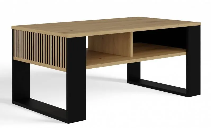 TOP E SHOP MODERN 2P SLIM ARTISAN COFFEE TABLE WITH BLACK LEGS