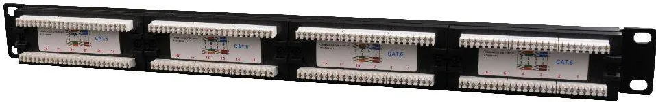 Accesoriu Retea Gembird 19 patch panel 24 port 1U cat.6 with rear cable management black