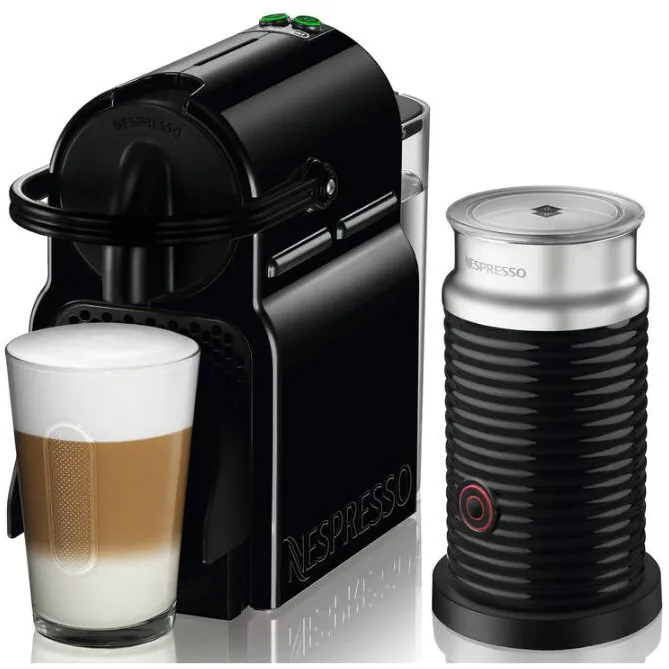 Espressor DELONGHI de cafea Nespresso Inissia, 1260W, 19 bari, 0.7L, Negru + Aparat pentru spumare lapte Aeroccino