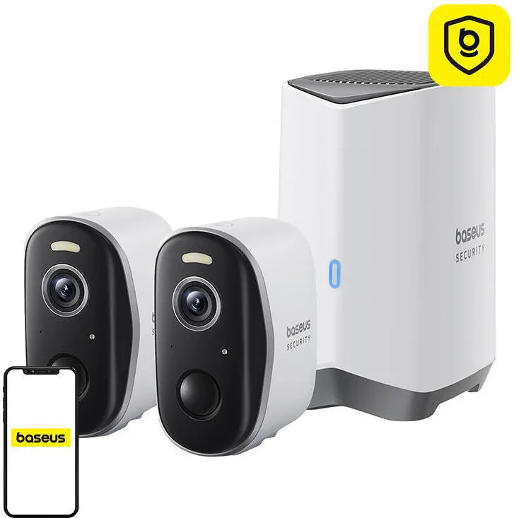 Camera Supraveghere Baseus Security Camera 2-Cam Kit N1 Plus 2K (White)
