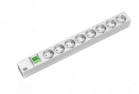 BACHMANN 19,1U, 8 prize schuko, intrerupator iluminat, profil aluminiu, cablu alimentere 2m si conector kit de rack inclus