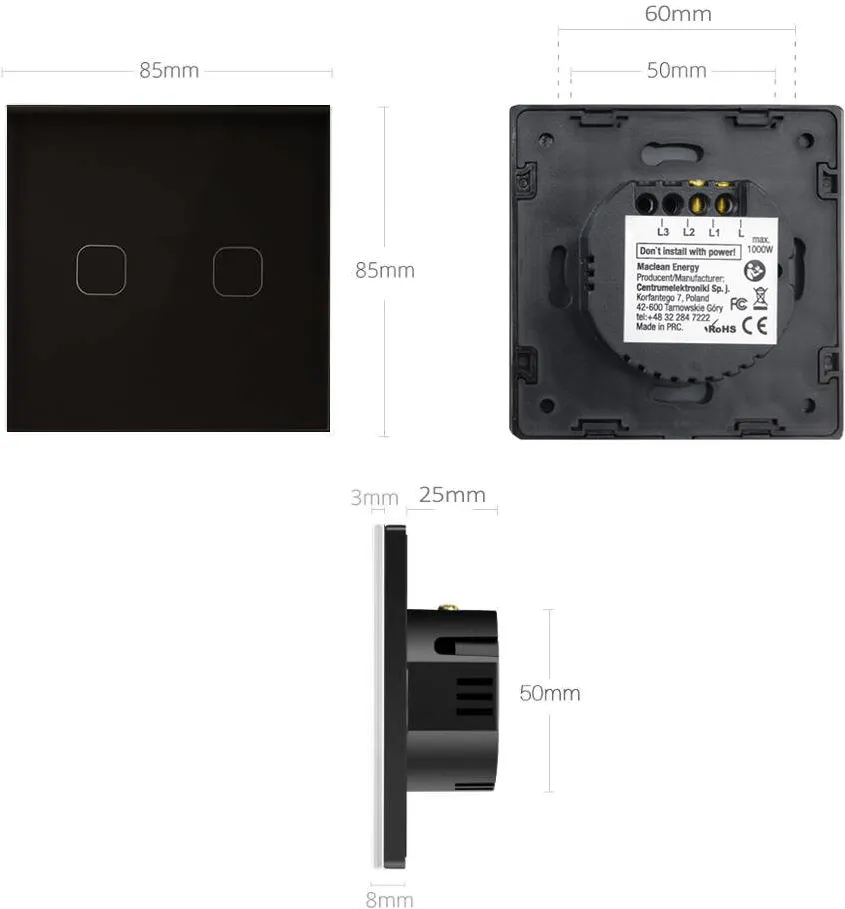 MACLEAN Single touch wall light switch