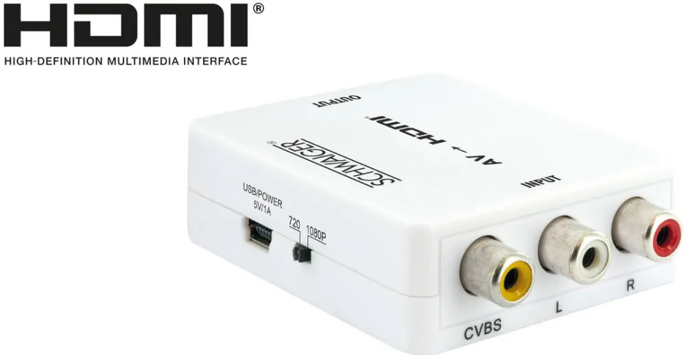 Adaptor Schwaiger 3 x CINCH Buchse -> 1 x HDMI Buchse, Full HD 1080p