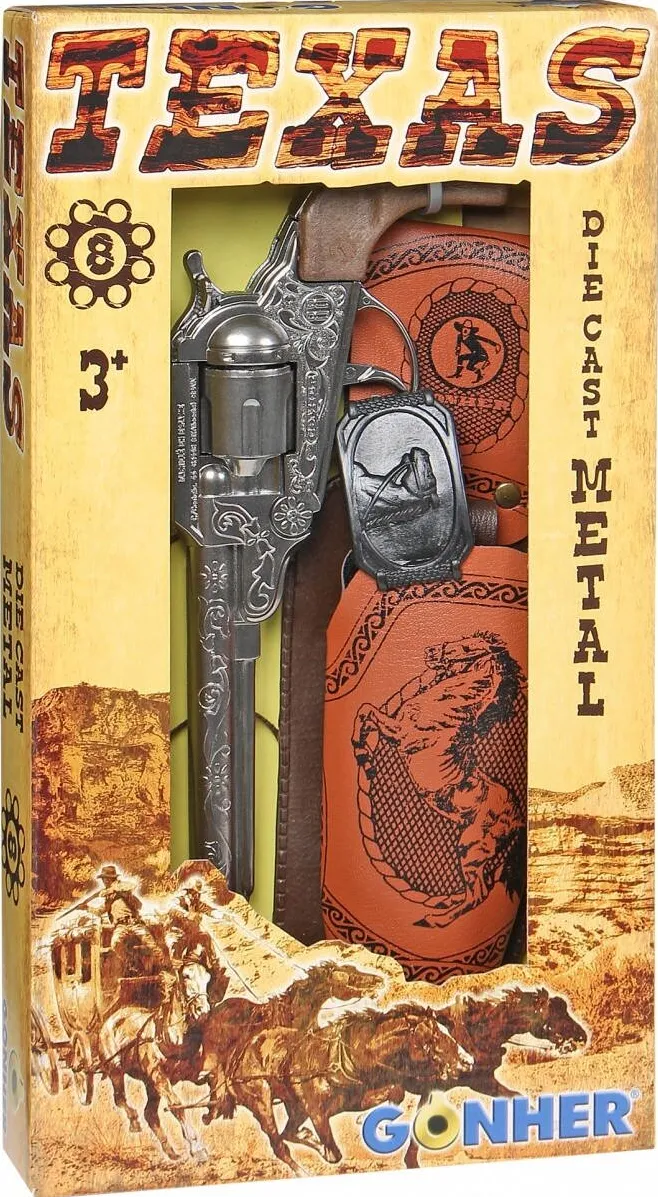 Jucarie Pulio Metal cowboy revolver with a holster Gonher