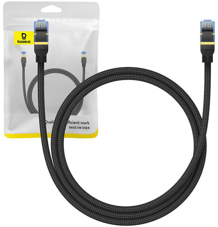 Cablu Baseus Kabel sieciowy w oplocie kat. 7 Baseus Ethernet RJ45, 10Gbps, 1m (czarny)