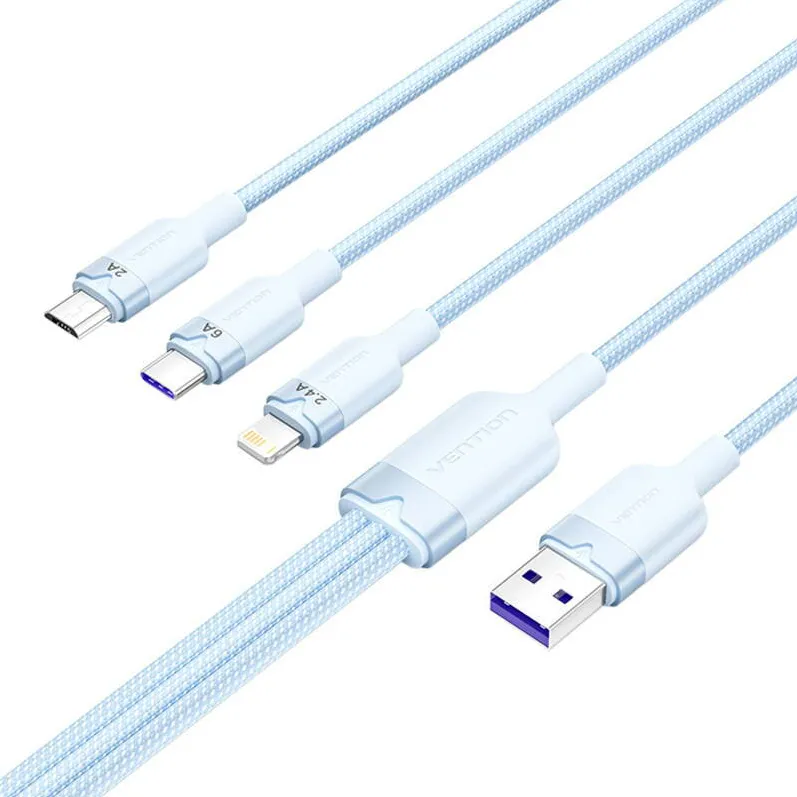 Vention USB 2.0 A Male to 3in1 6A Cable Vention CTRLG 1.5M (Blue)