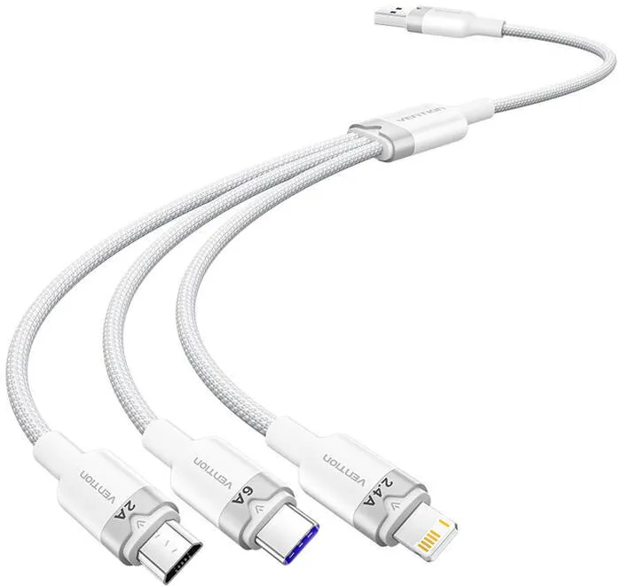 Vention USB 2.0 A Male to 3in1 6A Cable Vention CTRWG 1.5M (White)
