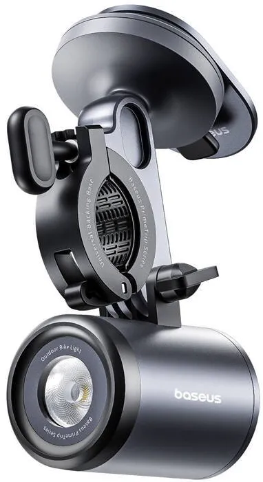 Baseus Baseus PrimeTrip 2-in-1 suport pentru biciclete, suport pentru telefon + lanterna (negru)