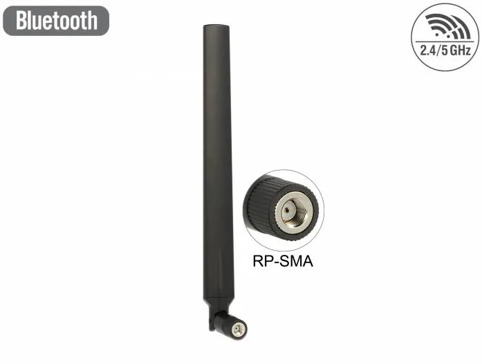 Accesoriu Retea DELOCK Antena WLAN 802.11 ac/a/h/b/g/n RP-SMA tata 4 - 7 dBi, omnidirectional, cu articulatie neagra