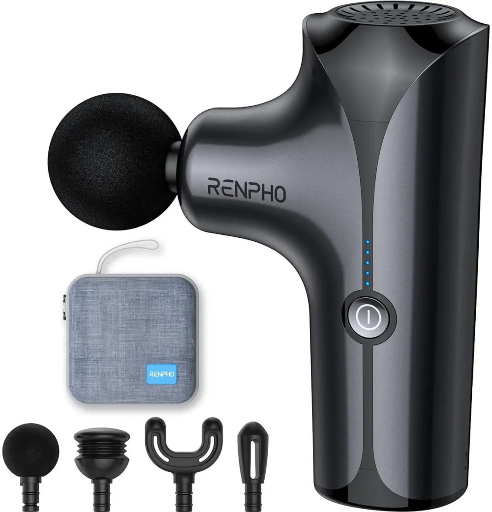 Renpho Aparat de masaj Gun Renpho, 5 capete interschimbabile, 5 trepte de viteza, Incarcare USB-C
