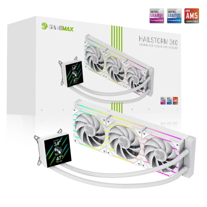 Cooler Gamemax Gamemax | CPU Liquid cooler | HAILSTORM 360 LCD | White