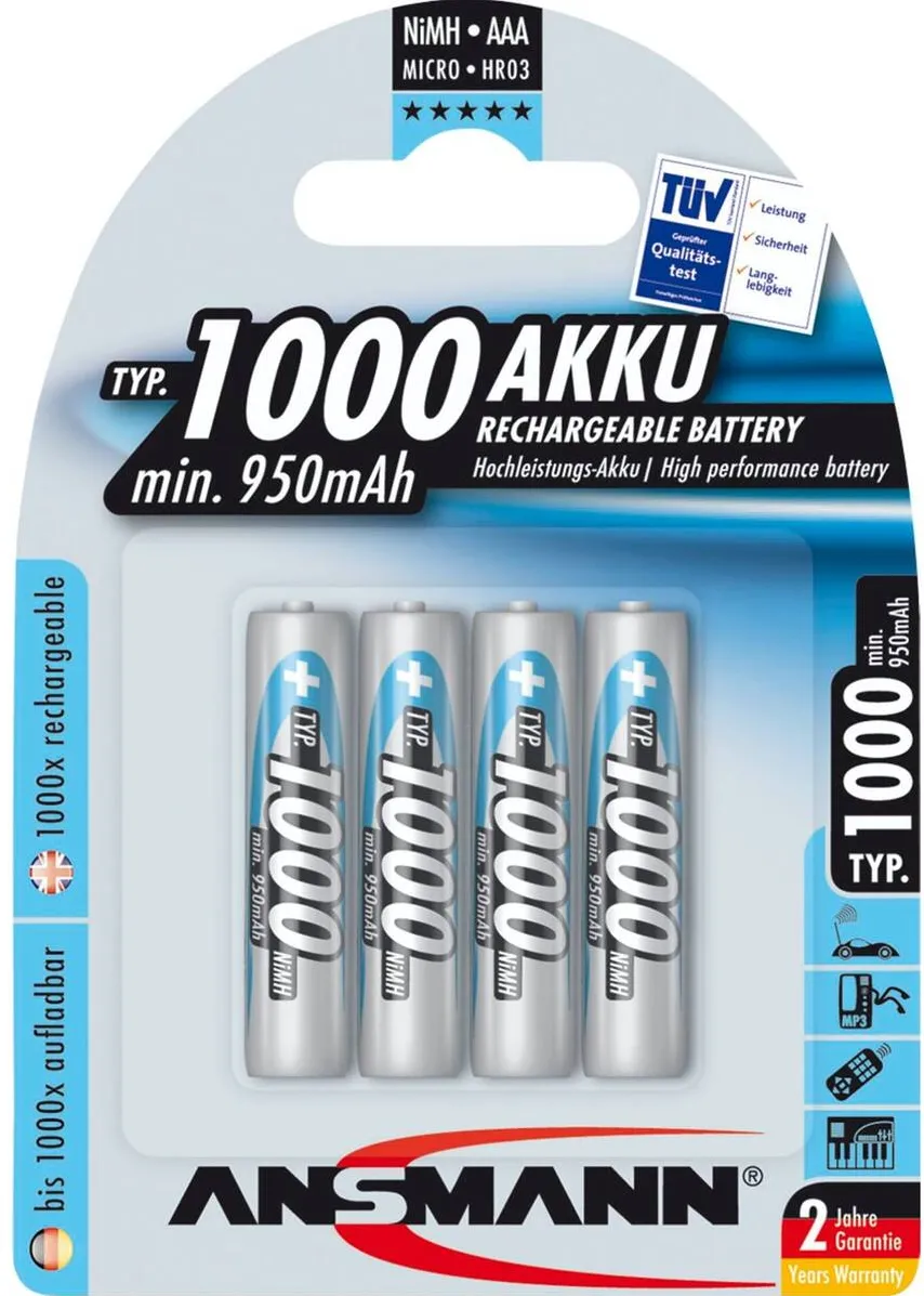 Ansmann Acumulator/Incarcator 1x4 NiMH rech. battery 1000 Micro AAA 950 mAh