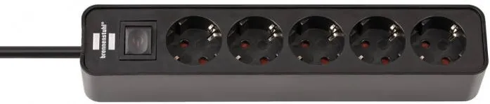 Prelungitor Brennenstuhl Ecolor 5-x Negru/Negru Schalt
