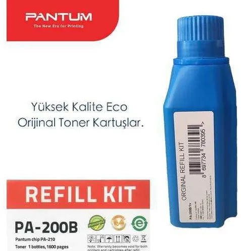 Toner imprimanta Pantum refill kit PA-200B Black 1.6 k compatibil cu P2500/2500W/M6500NW/6550NW/6600NW