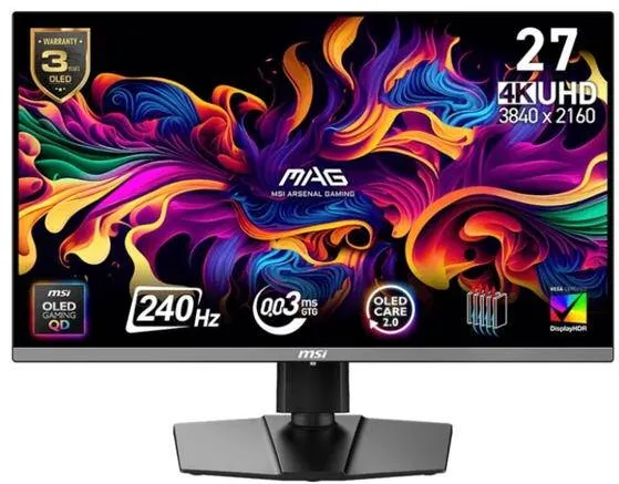 Monitor MSI MAG 272UP QD-OLED X24 - 240Hz | 4K | QD-OLED | 26.5"