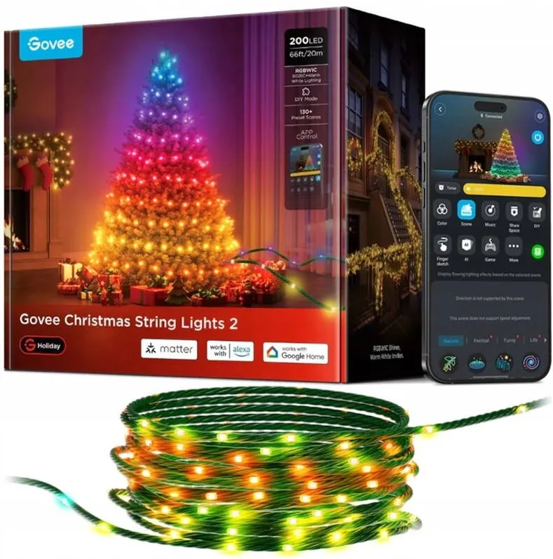 Govee Iluminare LED Govee, sir de Craciun, verde, 2,5m