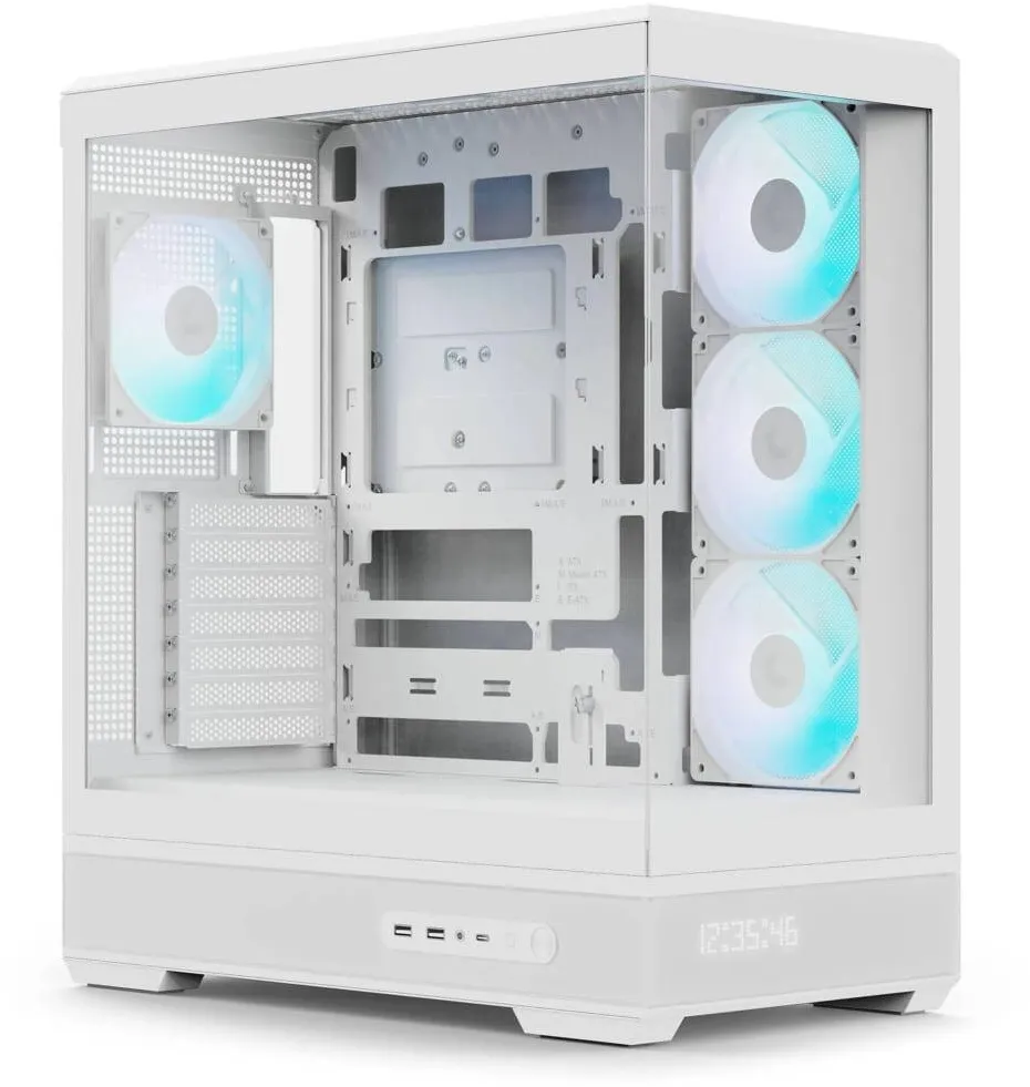Carcasa PC Aerocool Carcasa PC mid-tower Aerocool P500B DIGI ATX, cu 4 ventilatoare ARGB PWM, sticla securizata, alb