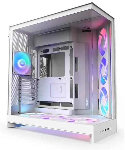 Carcasa PC NZXT Carcasa NZXT H9 Flow RGB+ (2025), Dual-Chamber, Mid-Tower, Control Hub, Alb