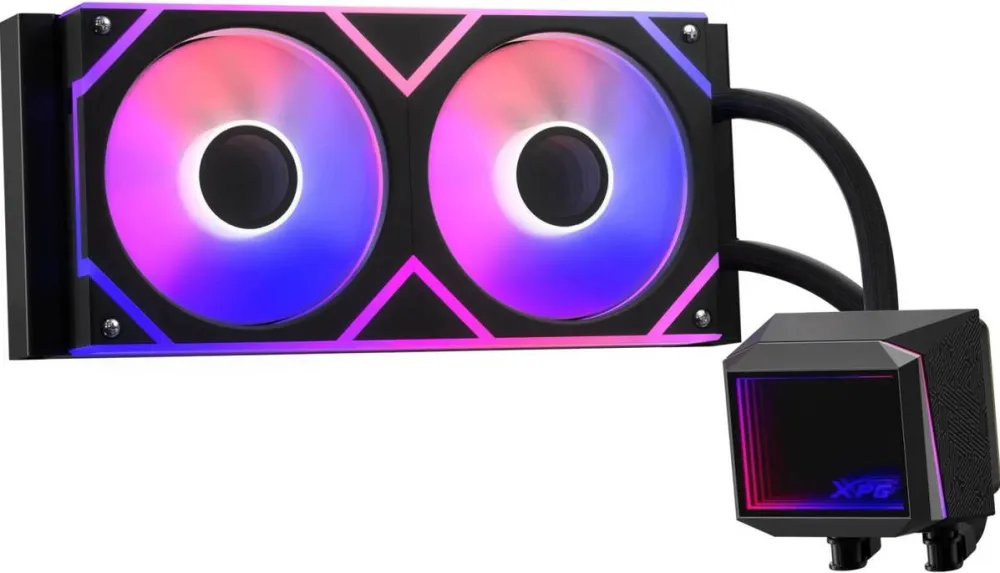Cooler XPG Racitor lichid CPU A-Data LEVANTE II 240, 2 ventilatoare 12cm, RGB, negru