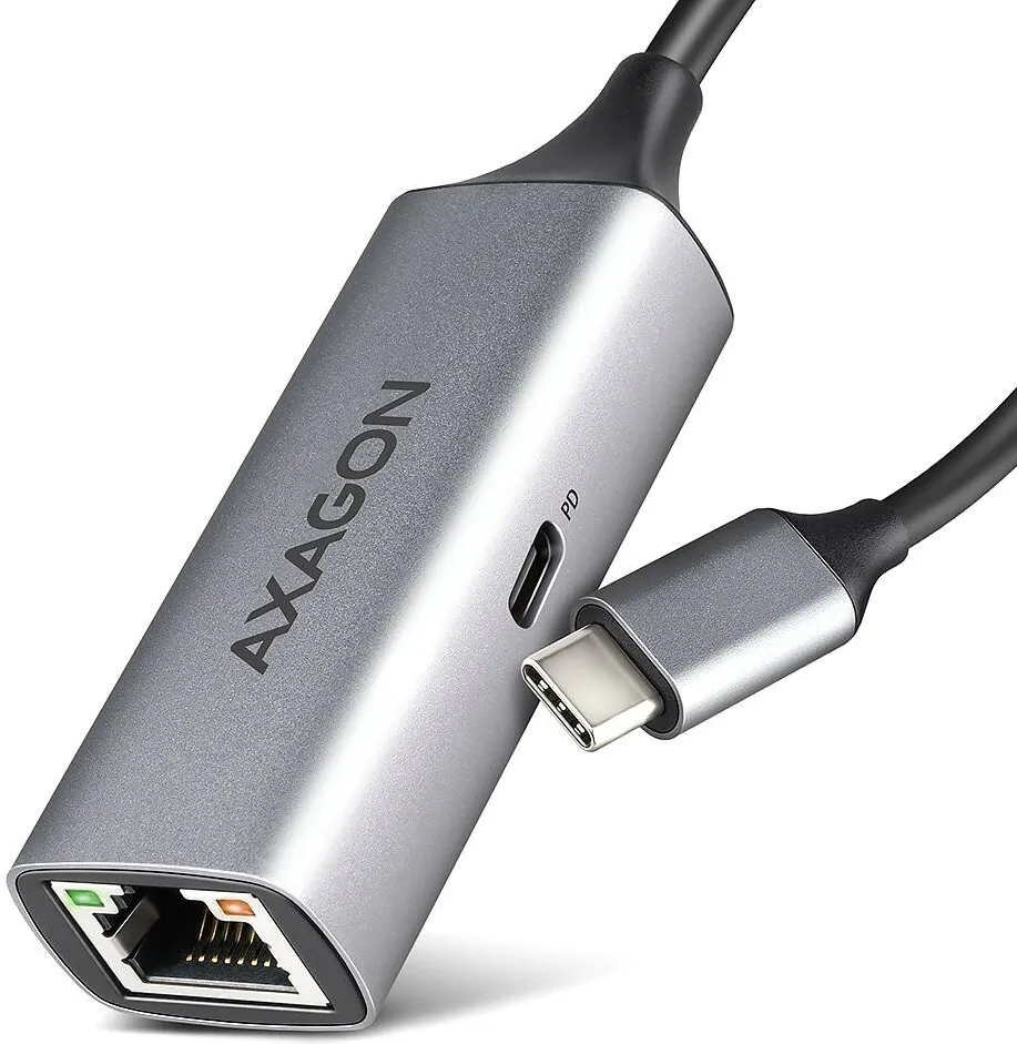Adaptor AXAGON Adaptor retea AXAGON ADE-TXPD, USB-C, Gigabit Ethernet + PD 100W, Gri