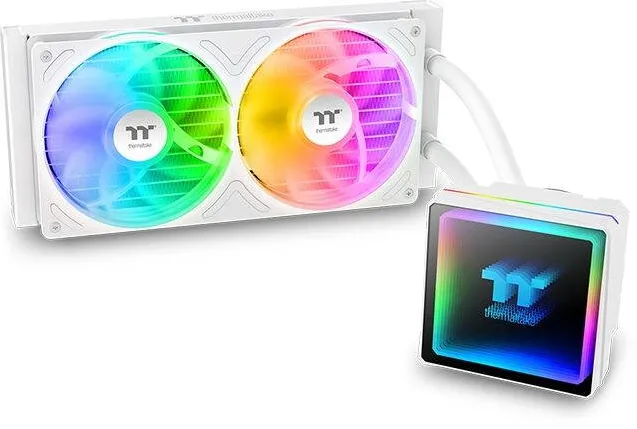 Cooler Thermaltake Racitor lichid AIO Thermaltake TH240 V3 ARGB Sync, 2 ventilatoare 12cm, RGB, alb