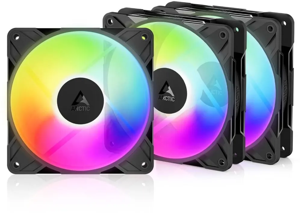 ARCTIC Ventilator Arctic P12 Pro Reverse A-RGB, 120 mm PWM, 500 - 3000 rpm, 3 Pack, Negru