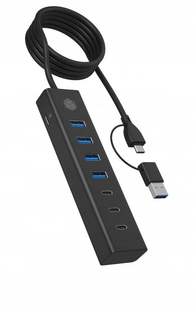 Docking Station Icy Box Hub USB 3.2 Gen 1 IcyBox IB-HUB1737-C3: 7 Porturi (3x USB-C, 4x USB-A)