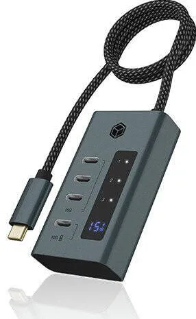 Docking Station Icy Box Hub USB ICY BOX IB-HUB1454-C31, 4 porturi Type-C, transfer 10 Gbit/s, 20W, display integrat, 16x19x67mm