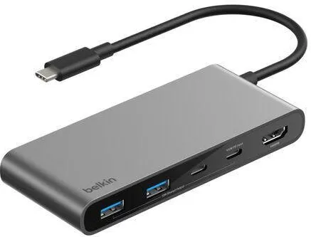 Docking Station BELKIN Hub USB-C Belkin Connect 7-Port, 2xUSB-A, 2xUSB-C, 1xHDMI, gri, 302291