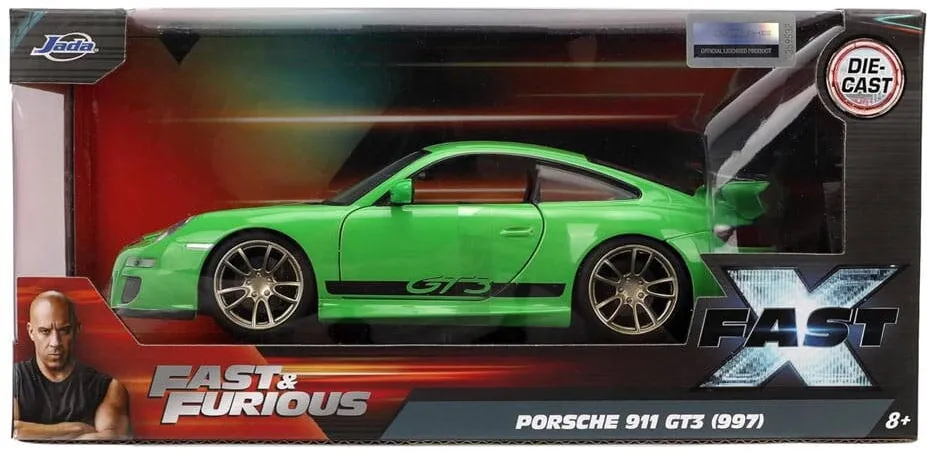 Masina Jada Macheta Jada Toys Fast X 1/24 Porsche 911 GT3 (997) 2007, 10cm, model turnat sub presiune