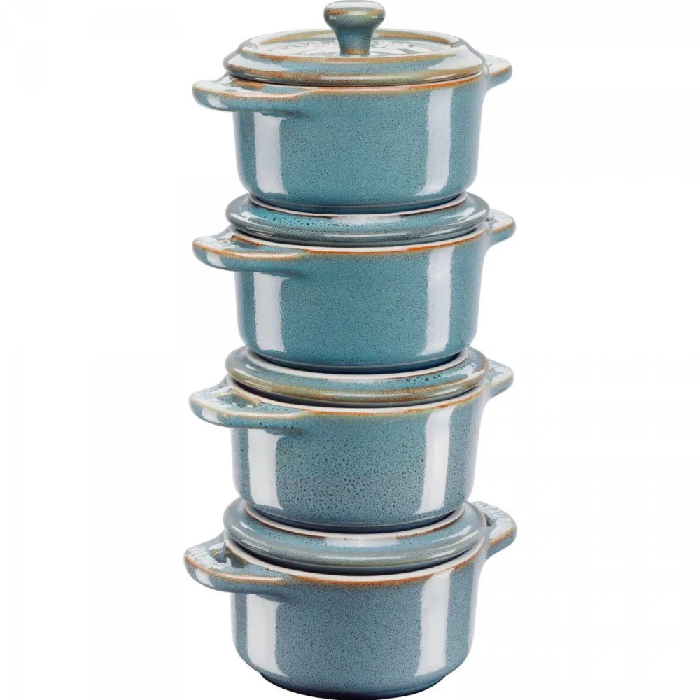 Staub Set oale de ceramica, Staub, Albastru, 10 cm, 4 bucati