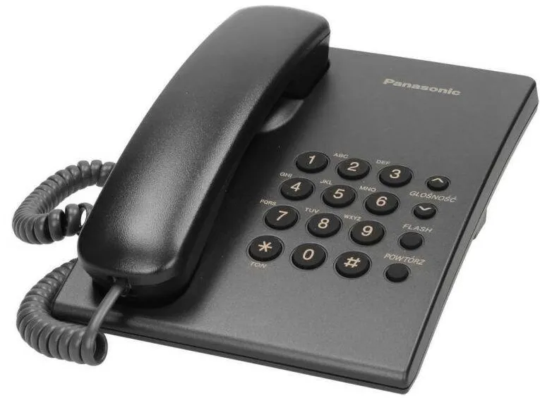 Telefon Fix Panasonic Telefon fix cu fir Panasonic, functie redial, Negru