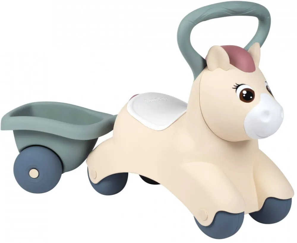 Jucarie creativa Smoby Ponei Ride-on Little Smoby, cu remorca