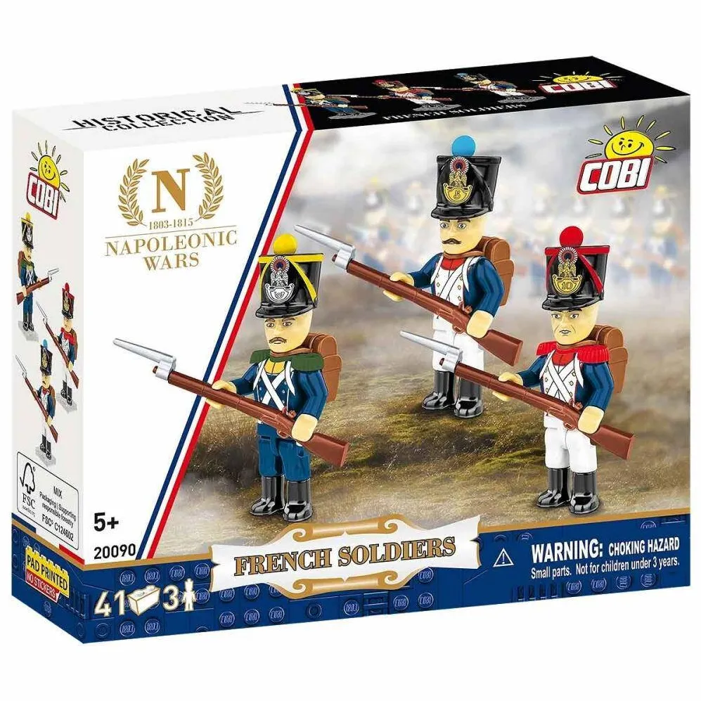 Puzzle Cobi Klocki Set de Construit Cobi - Soldati Francezi Napoleonieni, 3 figurine, 41 piese, multicolor