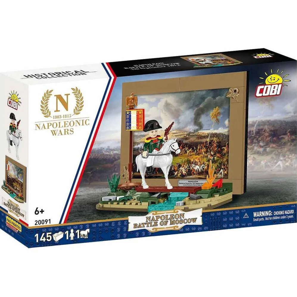 Puzzle Cobi Klocki Set de Construit Cobi, Batalia lui Napoleon de la Moscova, 145 piese, mini diorama, figurina Napoleon, 160x90x135mm