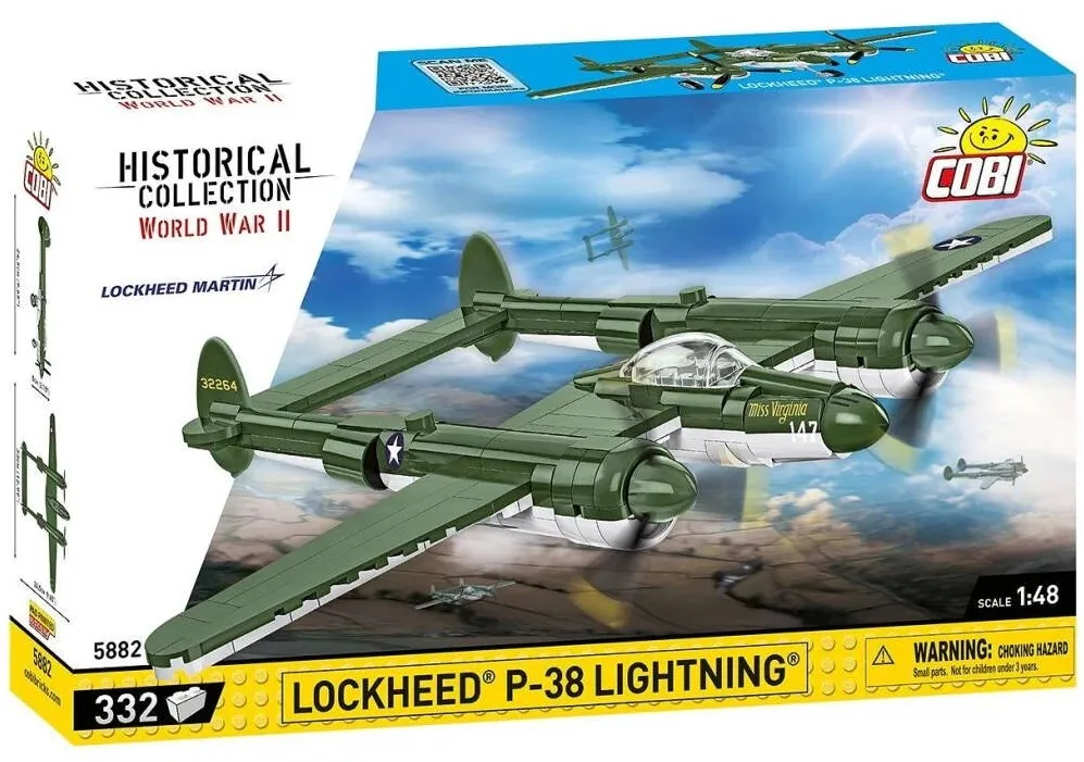 Puzzle Cobi Klocki Set de Construit Lockheed P-38 Lightning, 332 piese
