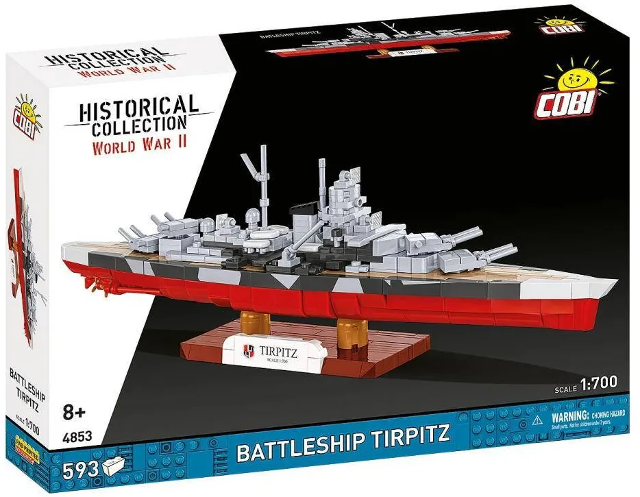 Jucarie creativa Cobi Set de Construit Cobi Battleship Tirpitz, 593 piese, 1:700, multicolor