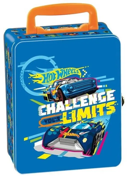 Jucarie creativa Klein Cutie depozitare pentru masinute Hot Wheels, Klein, metal, 18 compartimente, portocalie, 16x20x9cm