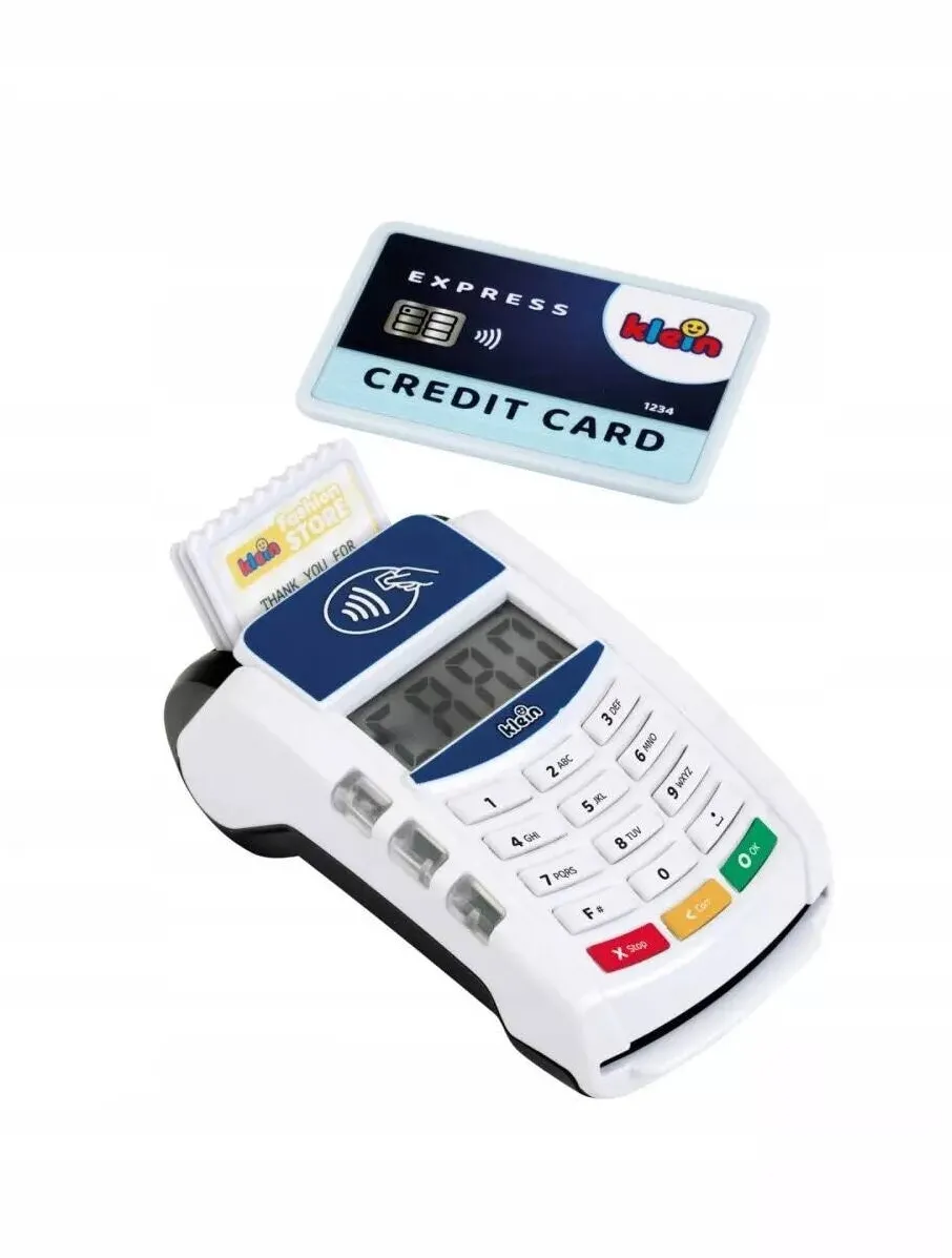 Jucarie creativa Klein Set joaca supermarket, Klein,1 card de credit, 3 bonuri