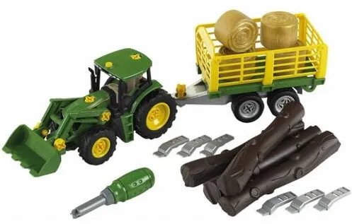 Jucarie creativa Klein Tractor Klein John Deere cu Remorca pentru Lemne