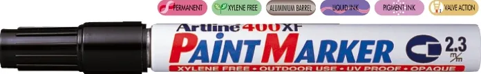 Artline Marker cu vopsea Artline 400XF, corp metalic, varf rotund 2.3mm - negru