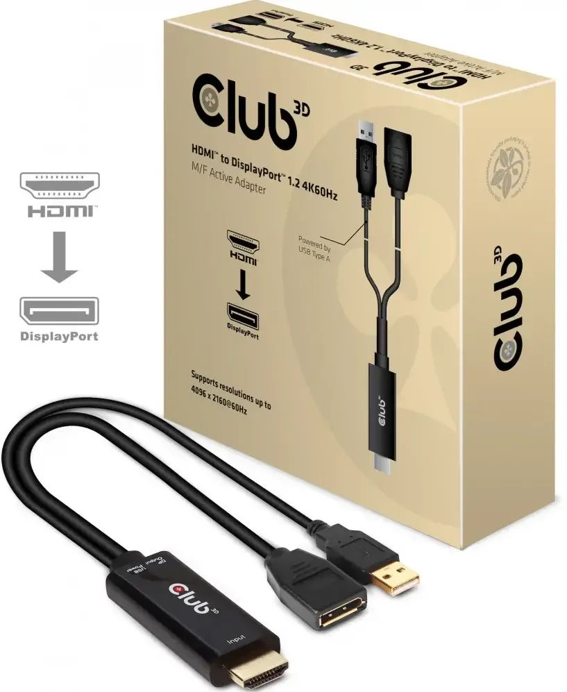 Adaptor CLUB 3D HDMI 2.0 TO DISPLAYPORT 1.2 4K60HZ HDR M/F ACTIVE ADAPTER Black