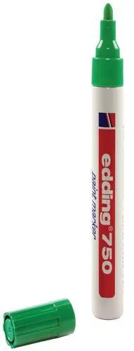 Edding Marker permanent Edding 750, cu vopsea, corp metalic, varf rotund, 2-2-4 mm, verde