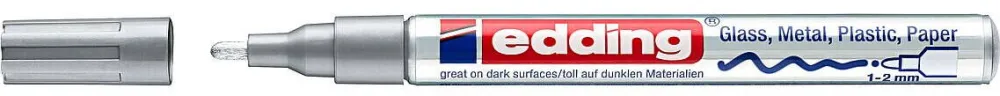 Edding Marker, Edding, 751 Lac, 1-2 mm, Argintiu